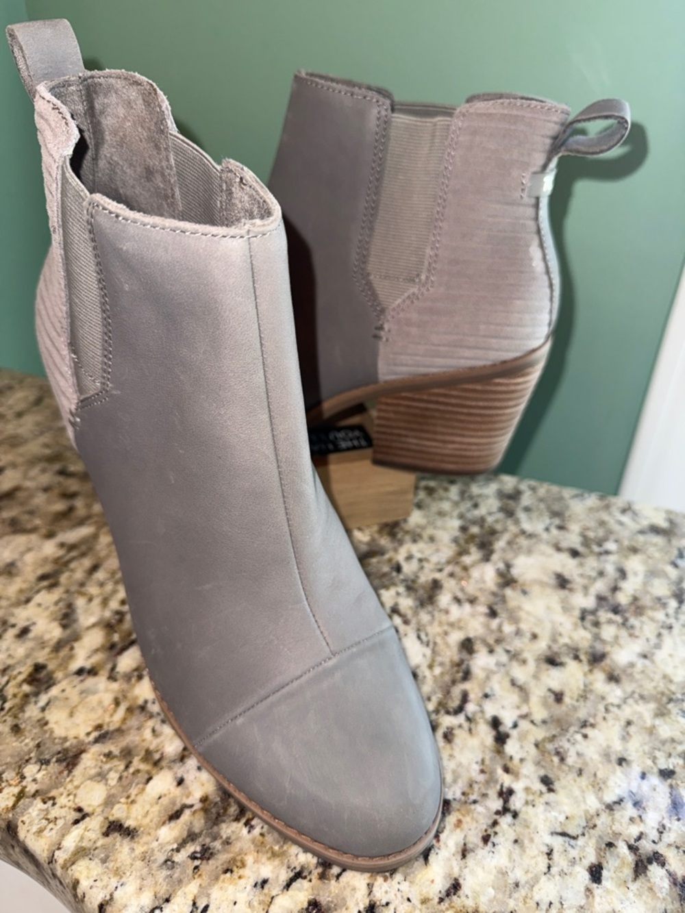 TOMS Everly Ankle Heel Bootie in Cement Grey **NWOBox